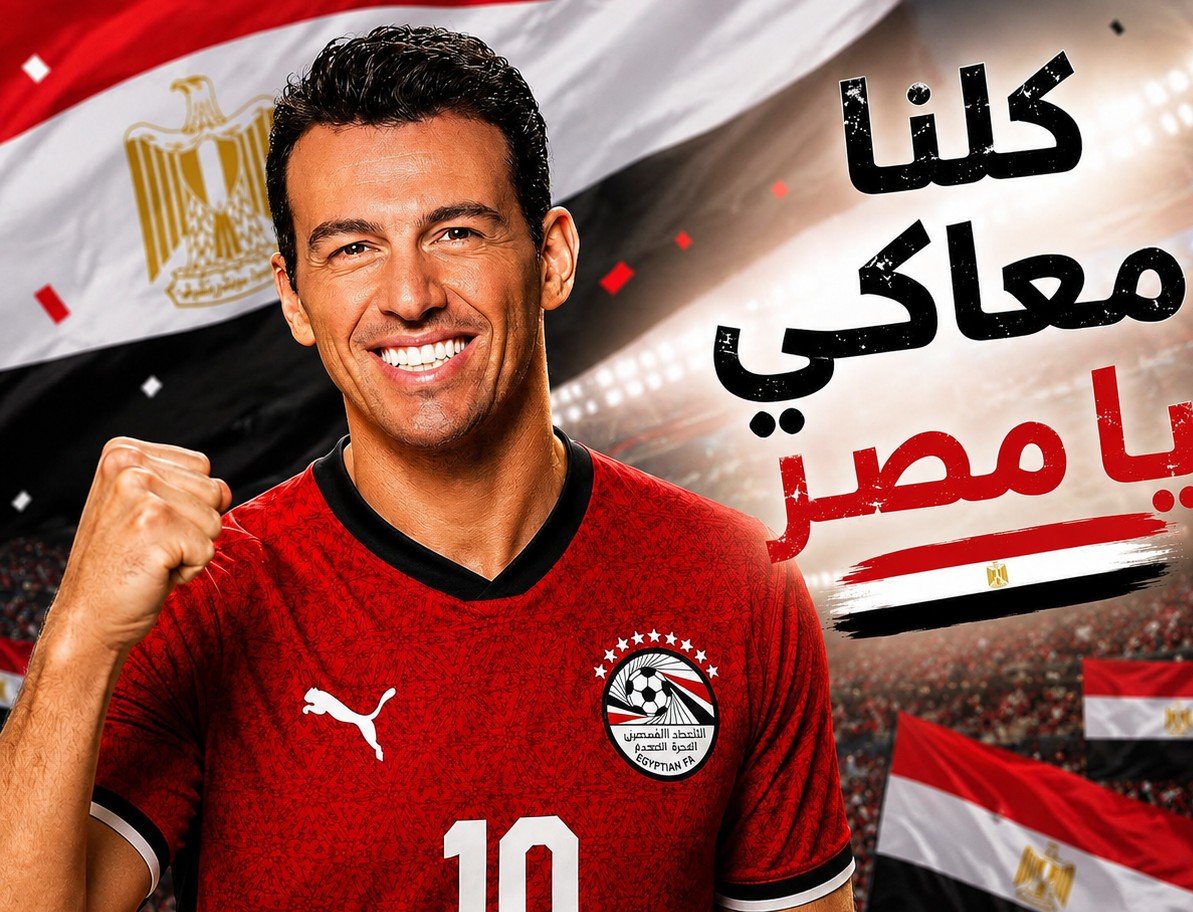 رامي رضوان يحتفل بتأهل منتخب مصر للمونديال بصورة بالذكاء الاصطناعي ويعلق ساخرًا: هو صحيح المنتخب طول رقبتنا